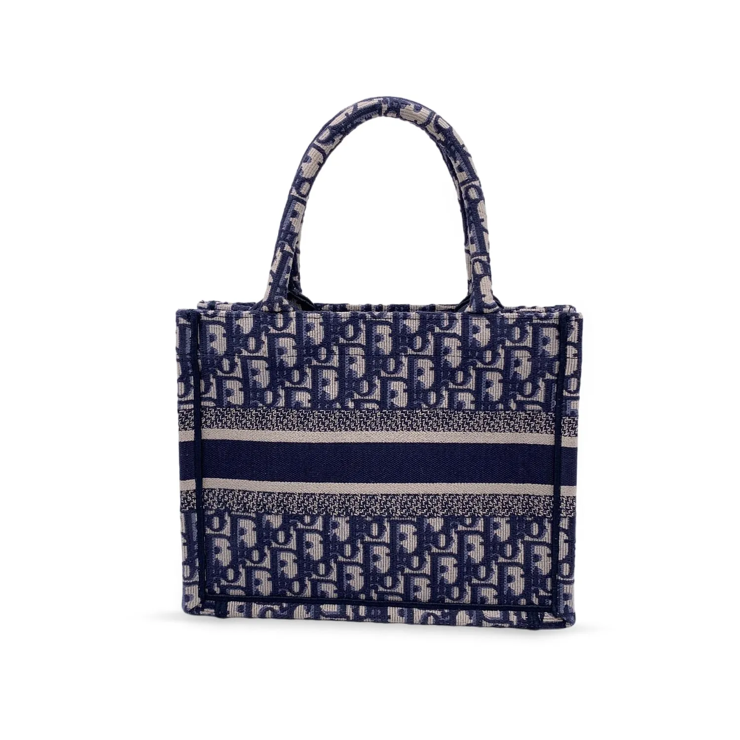 CHRISTIAN DIOR Blue Oblique Canvas Small Book Tote Bag Handbag