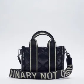 Christmas Gift Brand Designer Padded Bag for Women Shopper Crossbody Bags Large Capacity Wide Shoulder Strap Female Tote Handbags Nylon Black