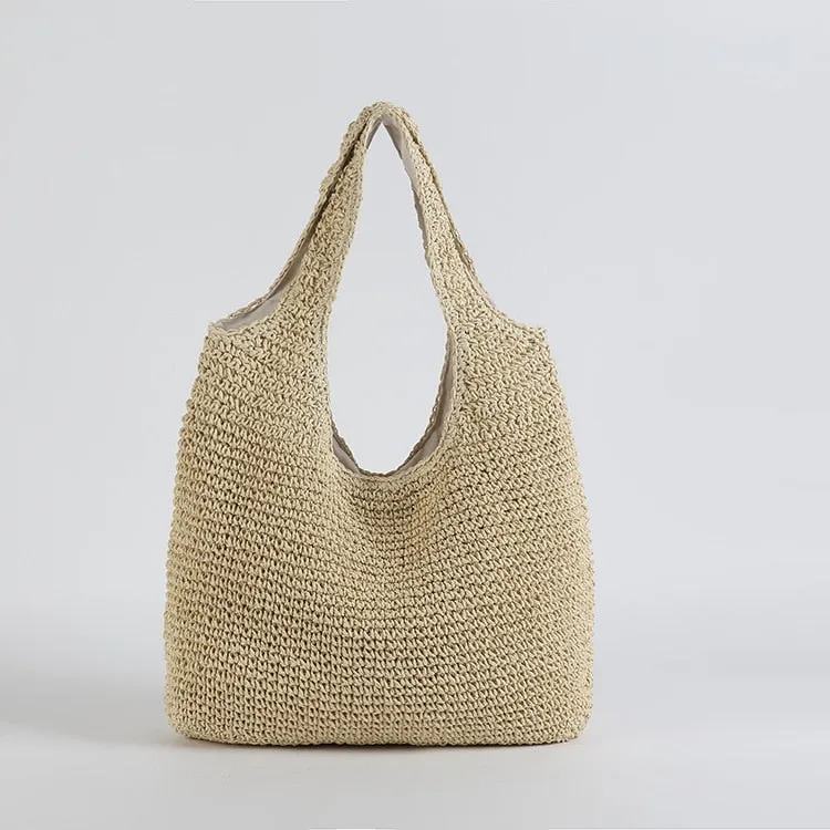 Christmas Gift casual straw women shoulder bags wicker woven ladies handbags handmade summer beach rattan bag female messenger bag large tote