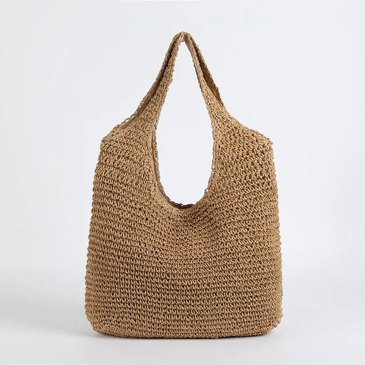 Christmas Gift casual straw women shoulder bags wicker woven ladies handbags handmade summer beach rattan bag female messenger bag large tote