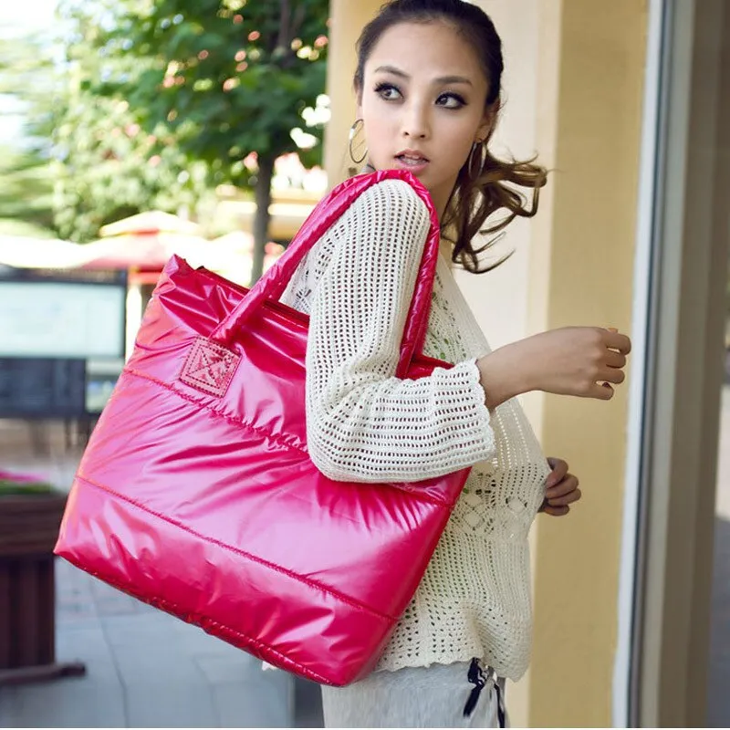 Christmas Gift Fashion Space Cotton Women Shoulder Bags Designer Handbags Luxury Down Messenger Bag Lady Large Tote Big Purses 2020 Winter Sac