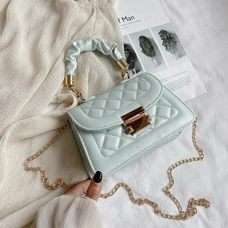 Christmas Gift Women's Handbag Fashion Tote Sewing Rhombus Thread Shoulder Bag Beige Leather Luxurious Luxury Brand Trend Shoulder Clutch Bag