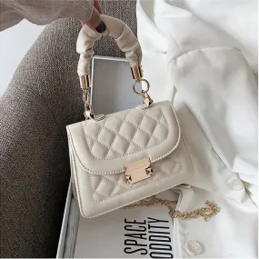 Christmas Gift Women's Handbag Fashion Tote Sewing Rhombus Thread Shoulder Bag Beige Leather Luxurious Luxury Brand Trend Shoulder Clutch Bag