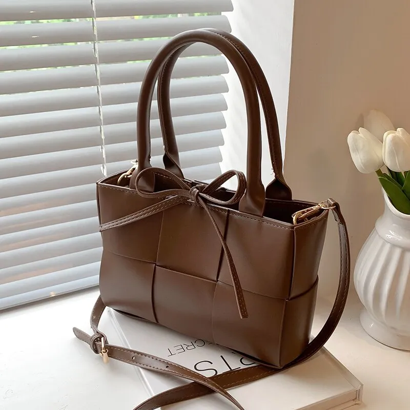 Christmas Gift Woven Square Tote bag 2021 Fashion New High-quality PU Leather Women's Designer Handbag Luxury brand Shoulder Messenger Bag