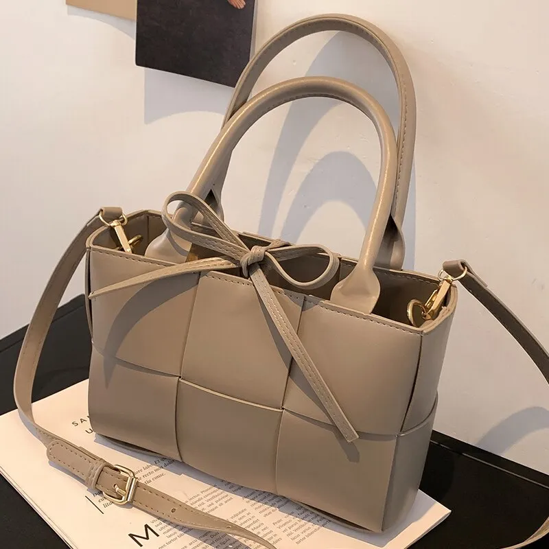 Christmas Gift Woven Square Tote bag 2021 Fashion New High-quality PU Leather Women's Designer Handbag Luxury brand Shoulder Messenger Bag