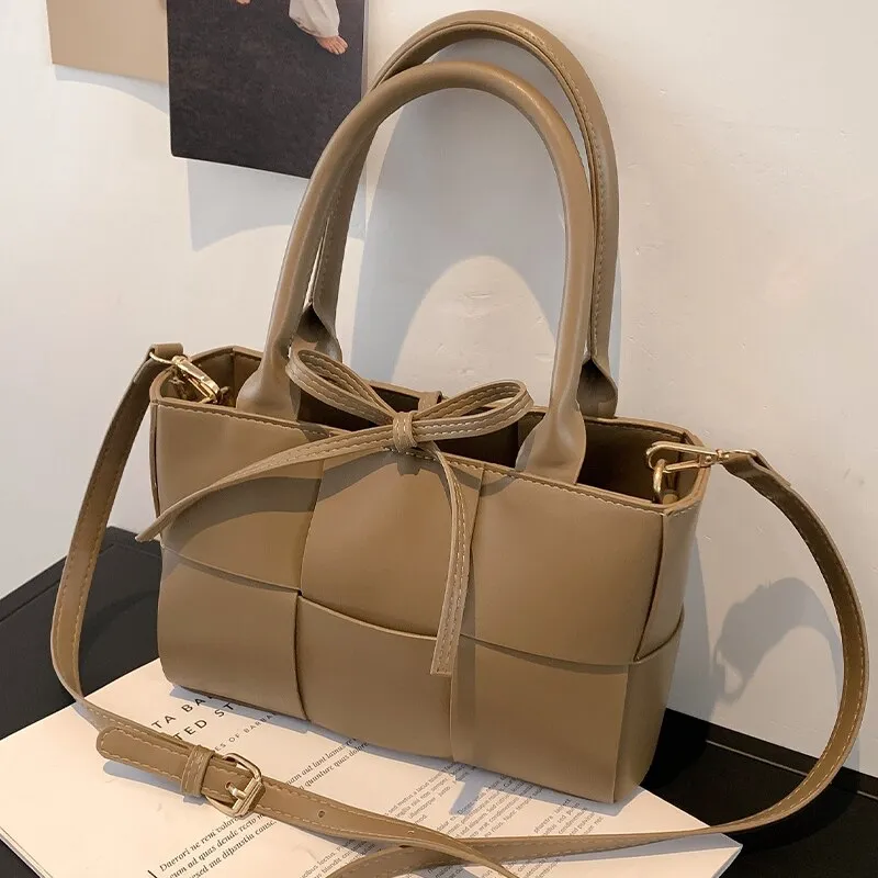 Christmas Gift Woven Square Tote bag 2021 Fashion New High-quality PU Leather Women's Designer Handbag Luxury brand Shoulder Messenger Bag