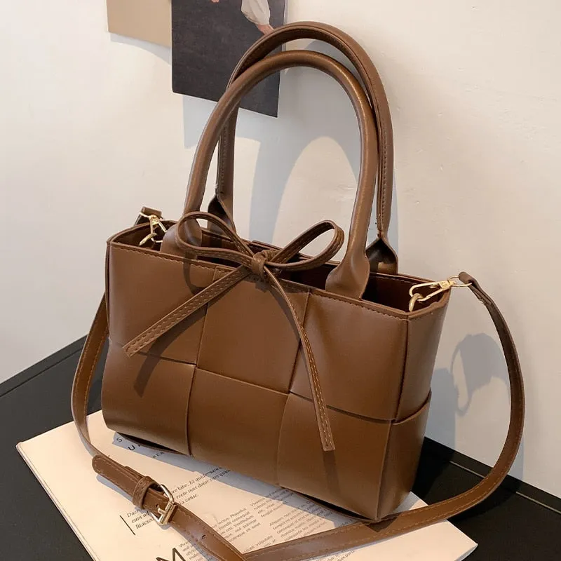 Christmas Gift Woven Square Tote bag 2021 Fashion New High-quality PU Leather Women's Designer Handbag Luxury brand Shoulder Messenger Bag