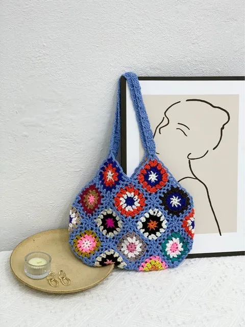 Crochet Patchwork Tote Bag