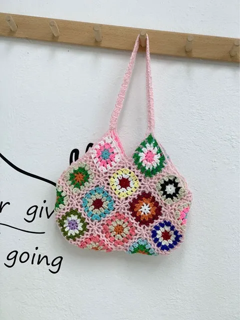Crochet Patchwork Tote Bag