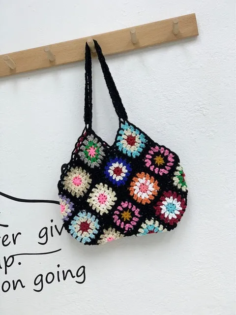 Crochet Patchwork Tote Bag