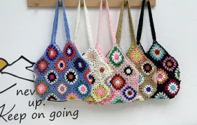 Crochet Patchwork Tote Bag