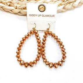 Crystal Beaded Teardrop Earrings in Rose Gold