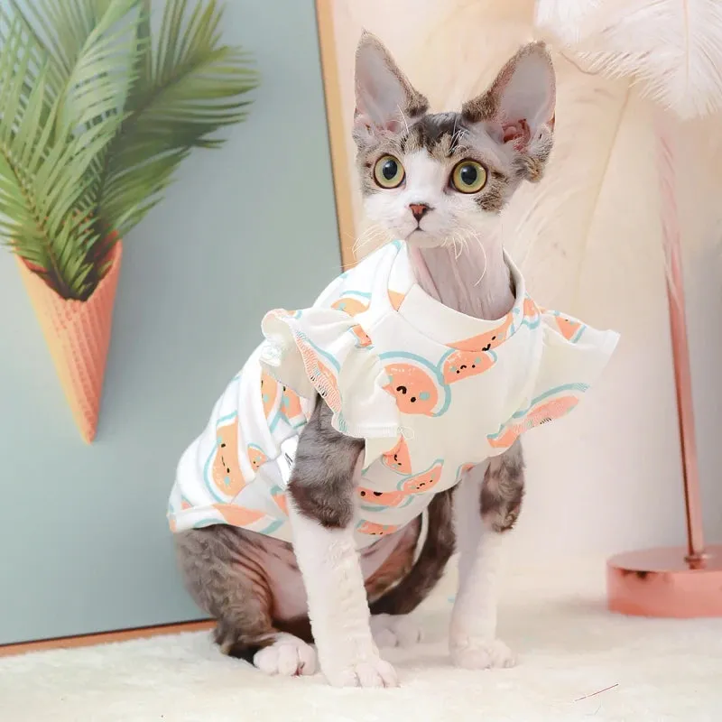Cute Cotton Cat Hoodies for Spring & Autumn | Sphynx Cat Costumes & Pajamas | Sphinx Kitten Clothes & Cat Clothing