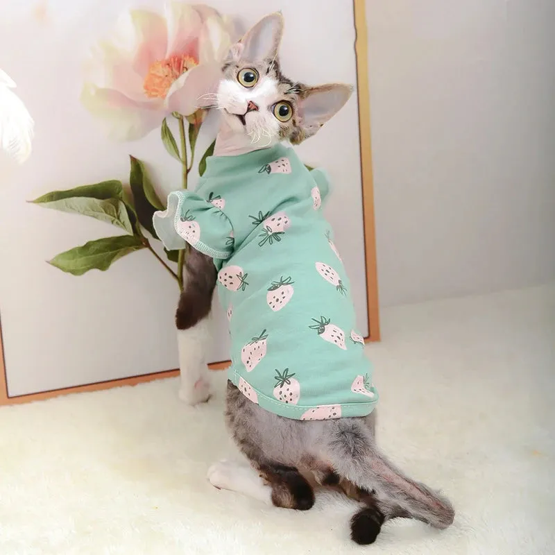 Cute Cotton Cat Hoodies for Spring & Autumn | Sphynx Cat Costumes & Pajamas | Sphinx Kitten Clothes & Cat Clothing