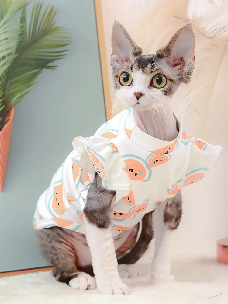 Cute Cotton Cat Hoodies for Spring & Autumn | Sphynx Cat Costumes & Pajamas | Sphinx Kitten Clothes & Cat Clothing