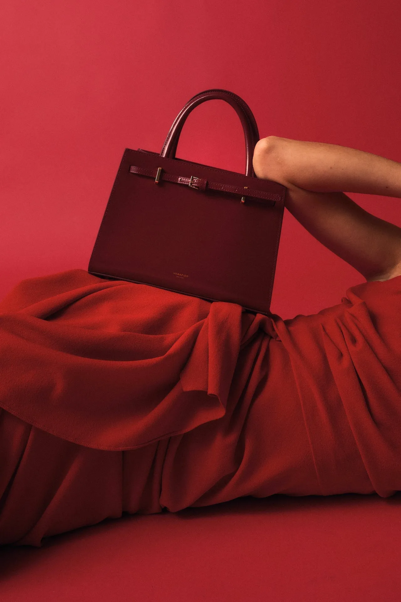Dark Cherry Book Leather Tote Bag 25