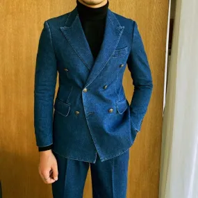 Denim Double Breasted Suit