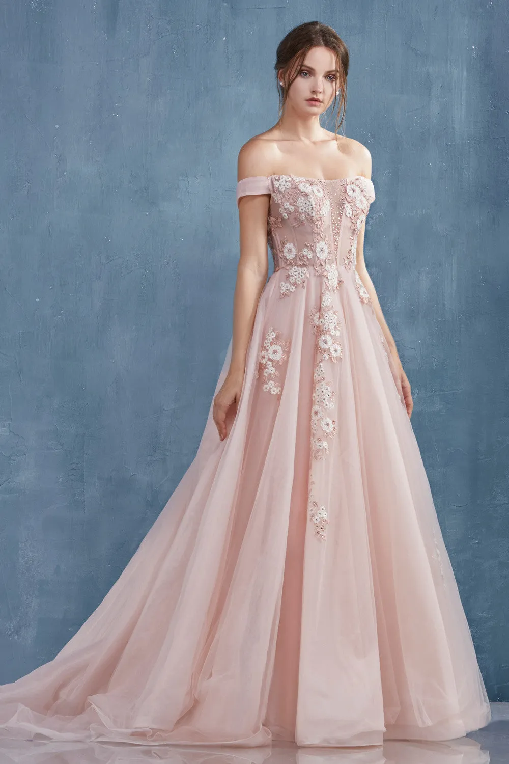 Detachable Feathered Off-the-Shoulders Diana Andrea & Leo A0896   Evening Gown