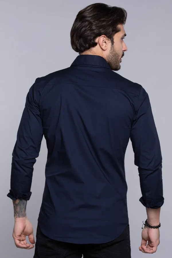 Dk Navy Full Sleeves Solid Shirt