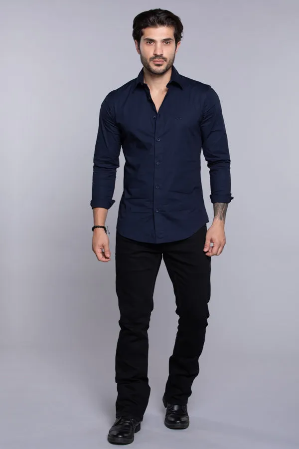 Dk Navy Full Sleeves Solid Shirt