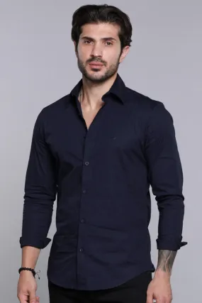 Dk Navy Full Sleeves Solid Shirt