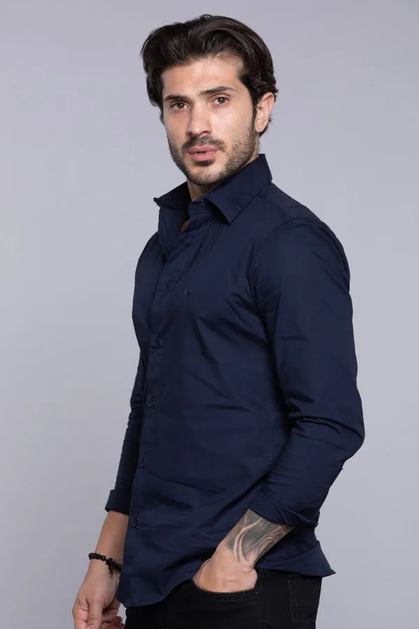 Dk Navy Full Sleeves Solid Shirt
