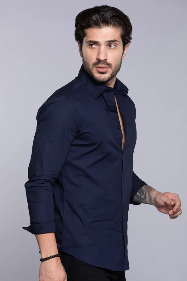 Dk Navy Full Sleeves Solid Shirt