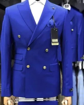 Double Breast Royal Blue Tuxedo Groom Wedding Suits Men Dress Suit Dinner Party