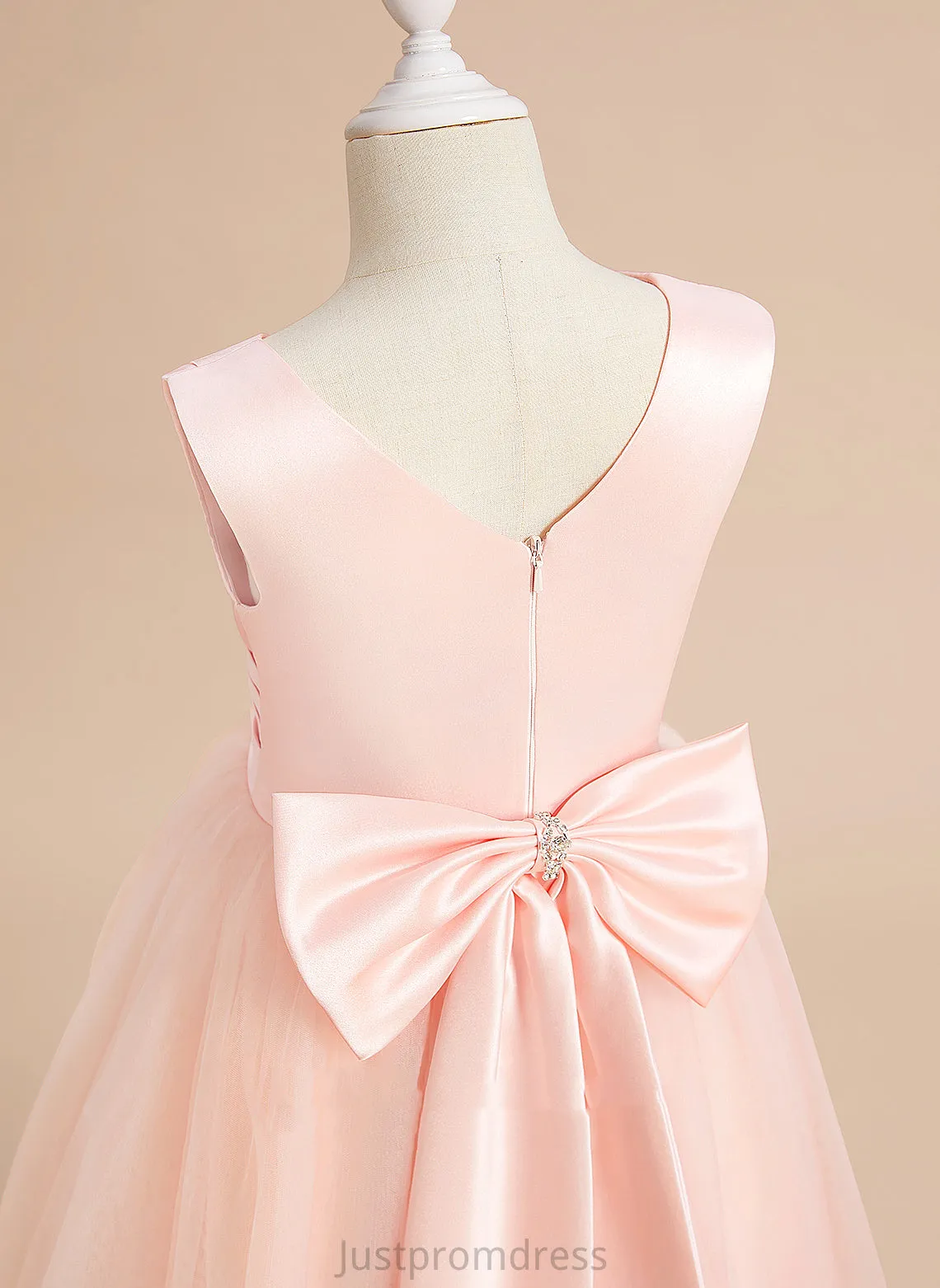 Dress Ball-Gown/Princess Bow(s) Floor-length Flower Jaelyn Girl V-neck - Sleeveless With Flower Girl Dresses Satin/Tulle