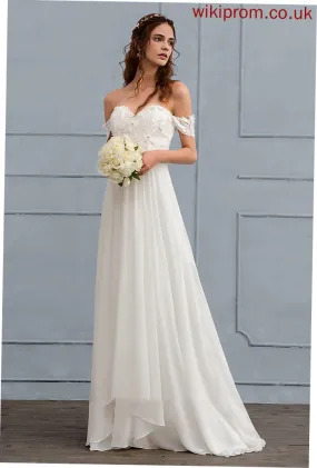 Dress Beading Chiffon Wedding Wedding Dresses With Flower(s) Adalyn Train Lace A-Line Sweep