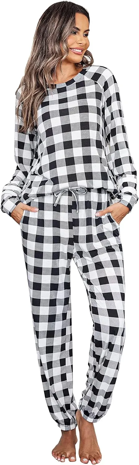 Ekouaer Sweatsuits Womens Loungewear Set Tracksuit Long Sleeve Pajamas Set with Pockets 2 Piece Outfits Lounge Sets