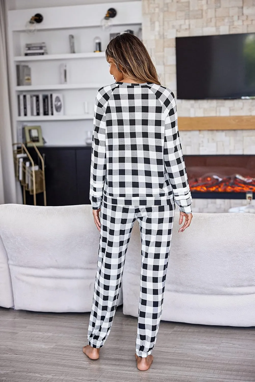 Ekouaer Sweatsuits Womens Loungewear Set Tracksuit Long Sleeve Pajamas Set with Pockets 2 Piece Outfits Lounge Sets
