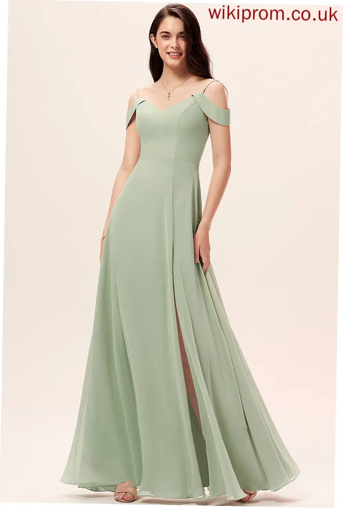 Embellishment Floor-Length V-neck A-Line Fabric Neckline Length SplitFront Silhouette Giana Natural Waist Straps Bridesmaid Dresses