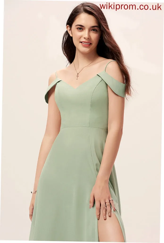 Embellishment Floor-Length V-neck A-Line Fabric Neckline Length SplitFront Silhouette Giana Natural Waist Straps Bridesmaid Dresses
