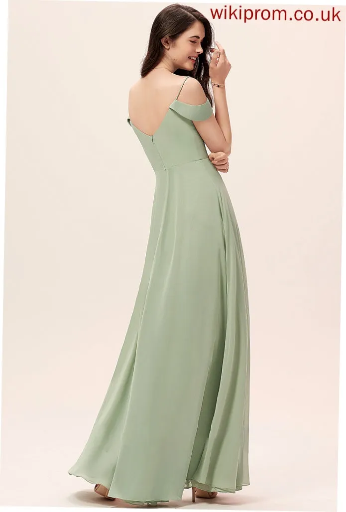 Embellishment Floor-Length V-neck A-Line Fabric Neckline Length SplitFront Silhouette Giana Natural Waist Straps Bridesmaid Dresses