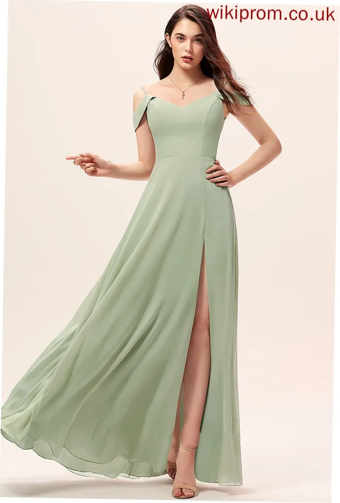 Embellishment Floor-Length V-neck A-Line Fabric Neckline Length SplitFront Silhouette Giana Natural Waist Straps Bridesmaid Dresses