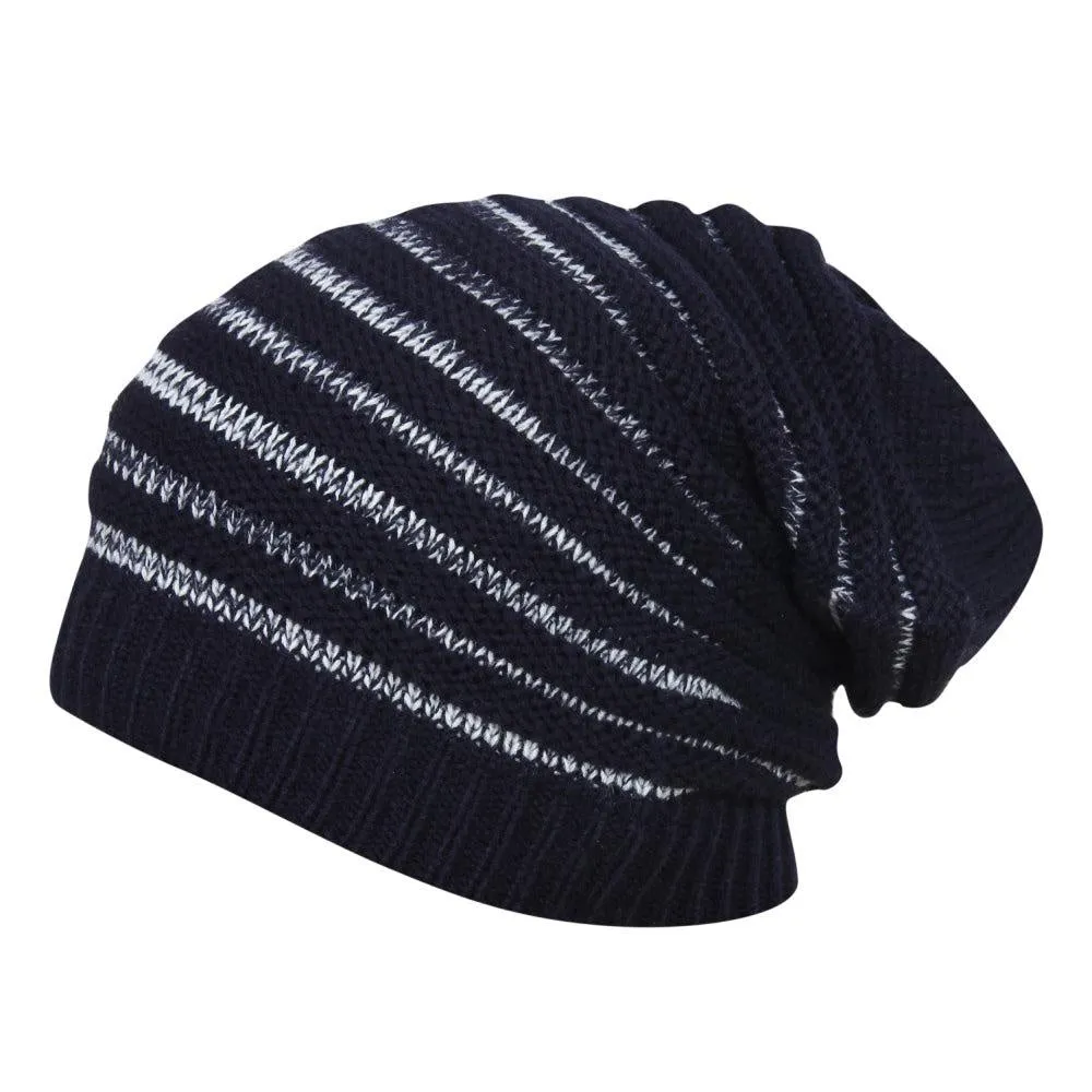 FabSeasons Unisex Navy Acrylic Woolen Slouchy Beanie and Skull Cap for Winters