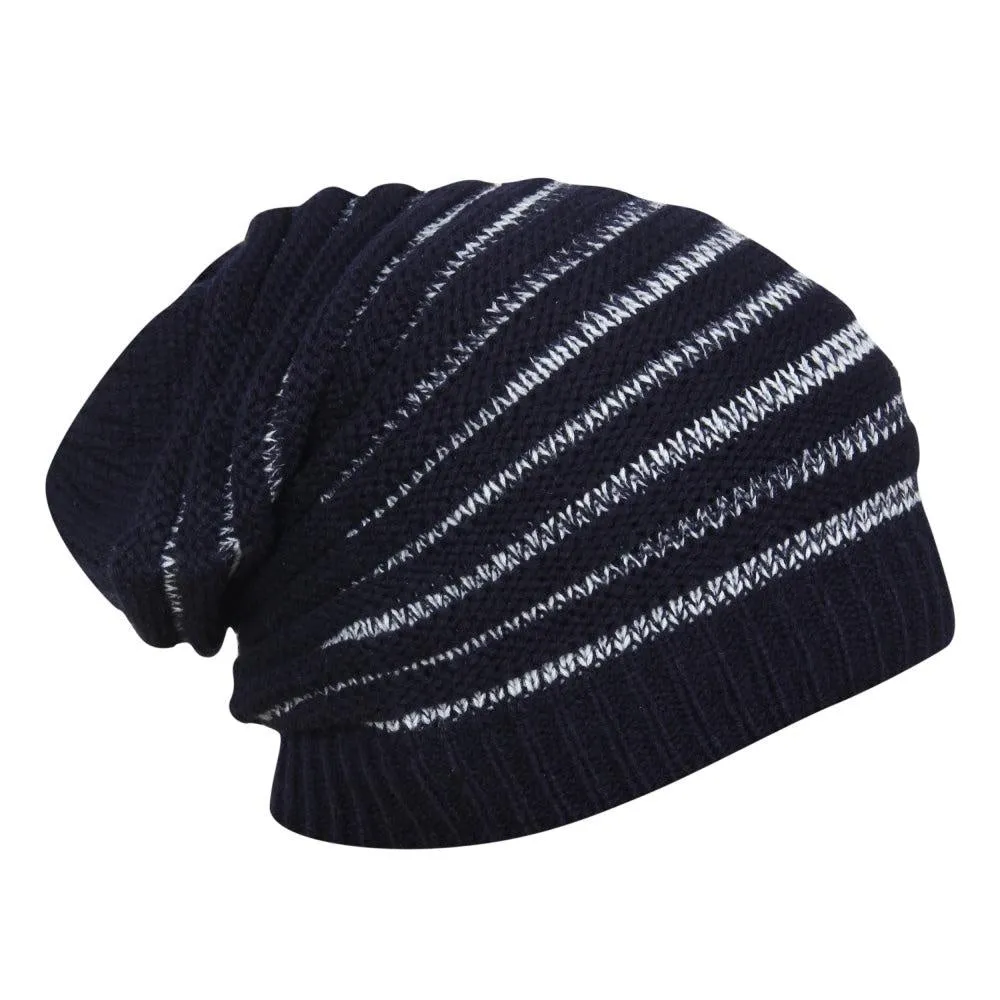 FabSeasons Unisex Navy Acrylic Woolen Slouchy Beanie and Skull Cap for Winters