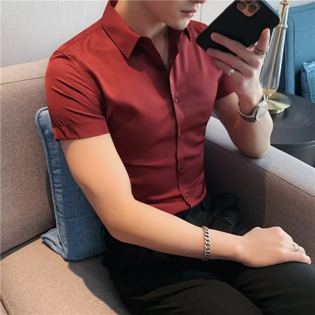 Fashion Short Sleeve Slim Fit Casual Shirts