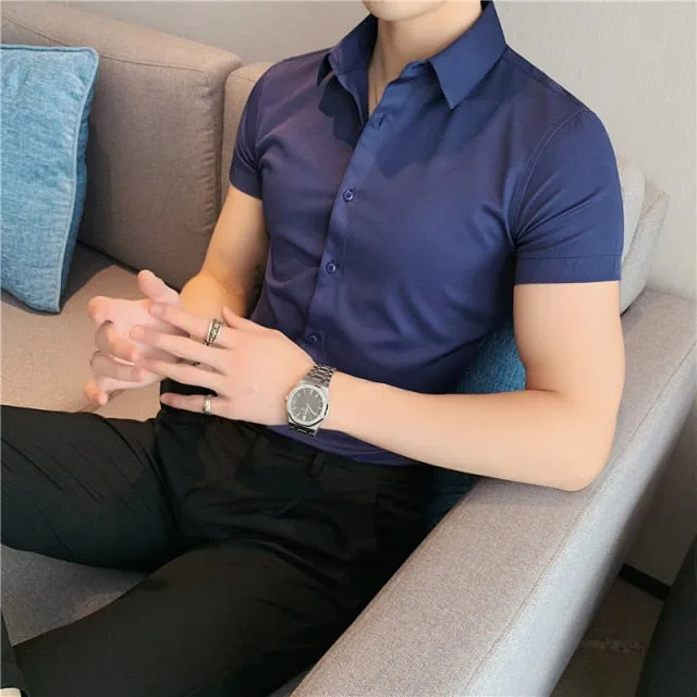 Fashion Short Sleeve Slim Fit Casual Shirts