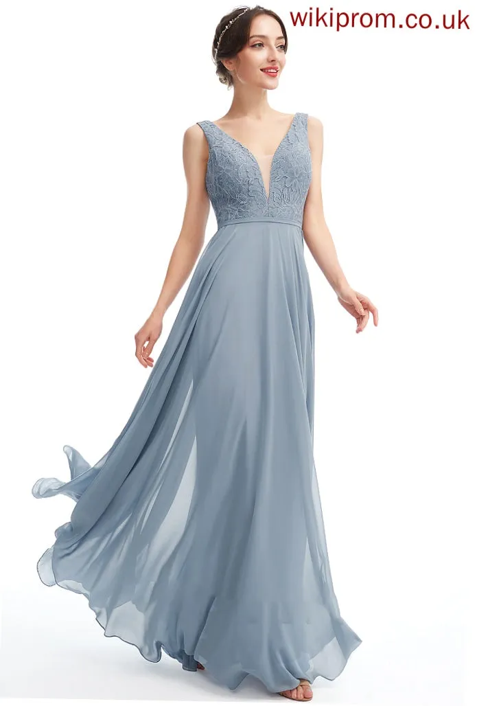 Floor-Length Length Straps Silhouette Lace A-Line Fabric Neckline V-neck Marcia Floor Length V-Neck Bridesmaid Dresses