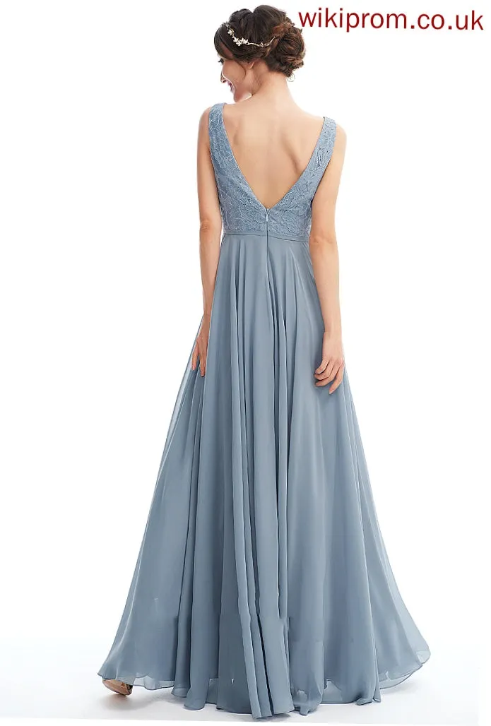 Floor-Length Length Straps Silhouette Lace A-Line Fabric Neckline V-neck Marcia Floor Length V-Neck Bridesmaid Dresses