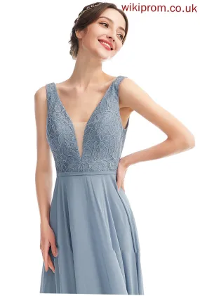Floor-Length Length Straps Silhouette Lace A-Line Fabric Neckline V-neck Marcia Floor Length V-Neck Bridesmaid Dresses