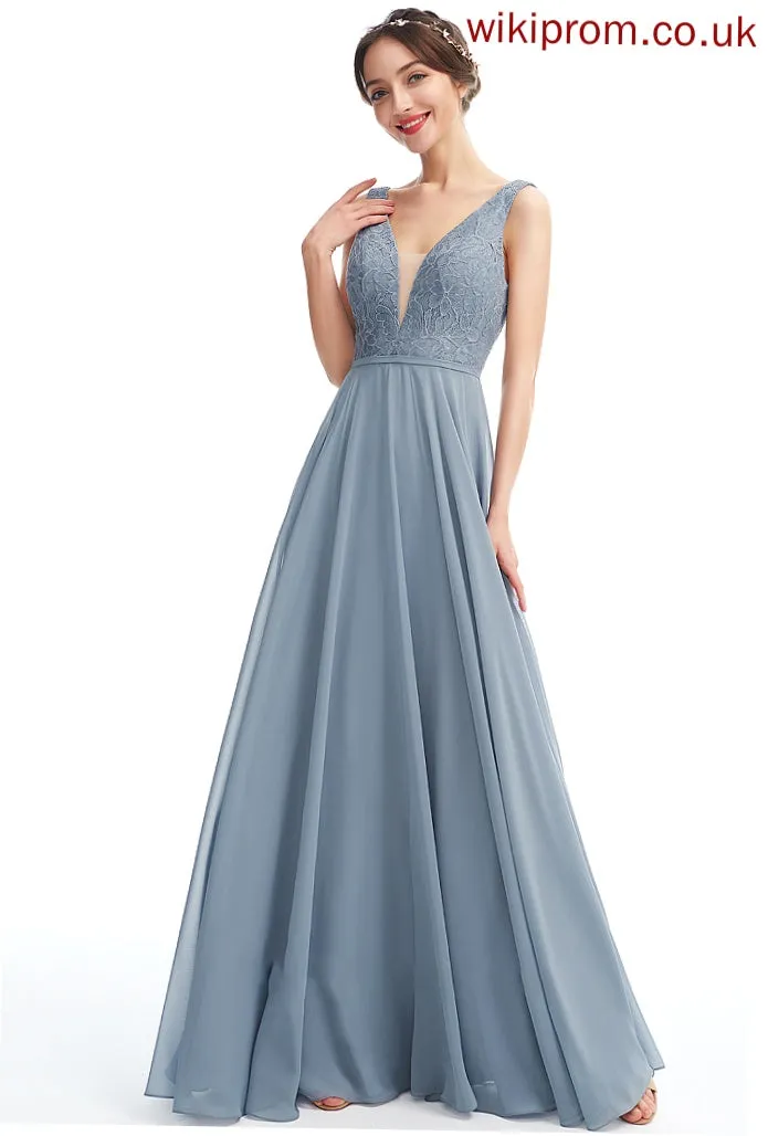 Floor-Length Length Straps Silhouette Lace A-Line Fabric Neckline V-neck Marcia Floor Length V-Neck Bridesmaid Dresses