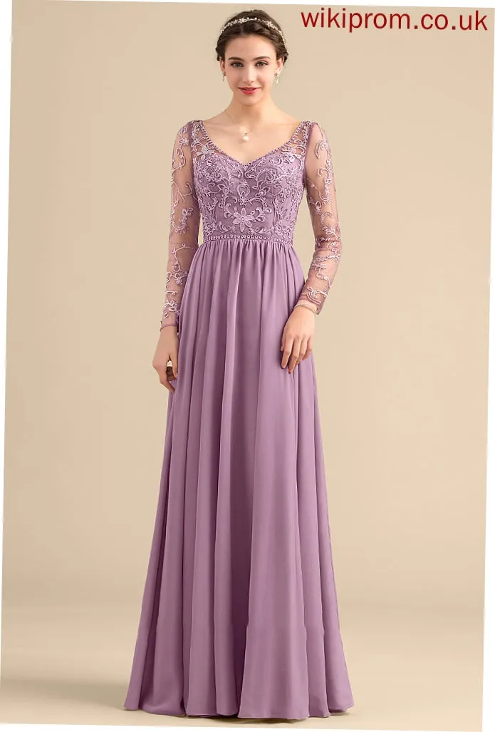 Floor-Length Silhouette V-neck Beading Embellishment Pockets Neckline Fabric A-Line Length Sadie Natural Waist Bridesmaid Dresses