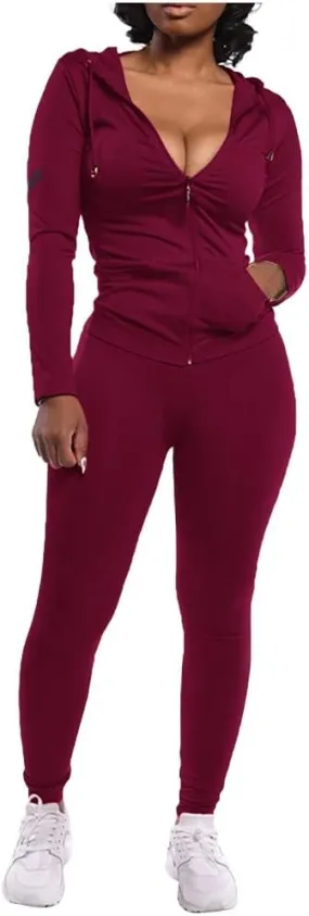 GOKKILRW Womens Casual 2 Piece Outfits Long Sleeve Zip Up Hoodies Jackets Skinny Sweatpants Running Jogging Sport Sweatsuits