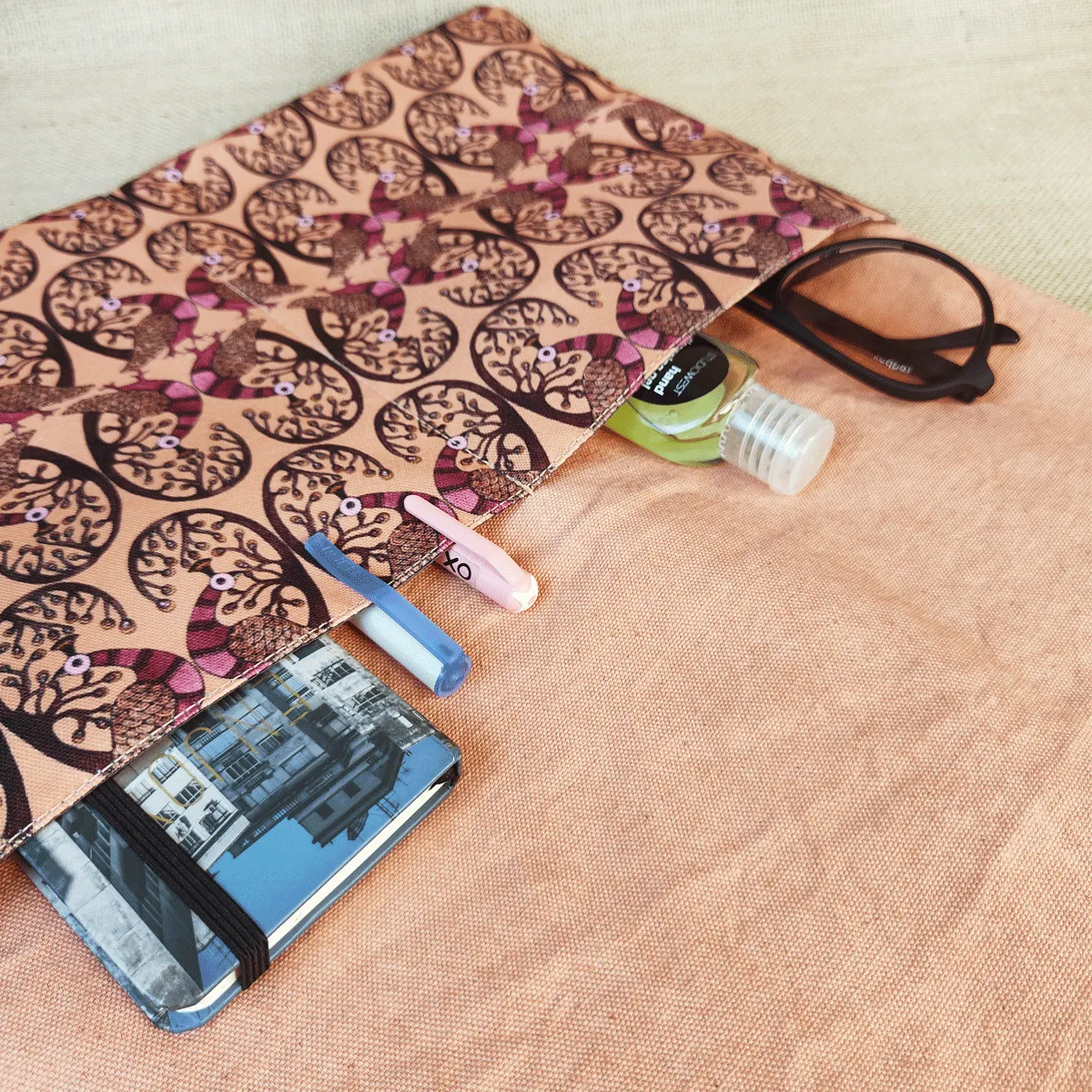 Gond Tote Bag- Peach Peacock