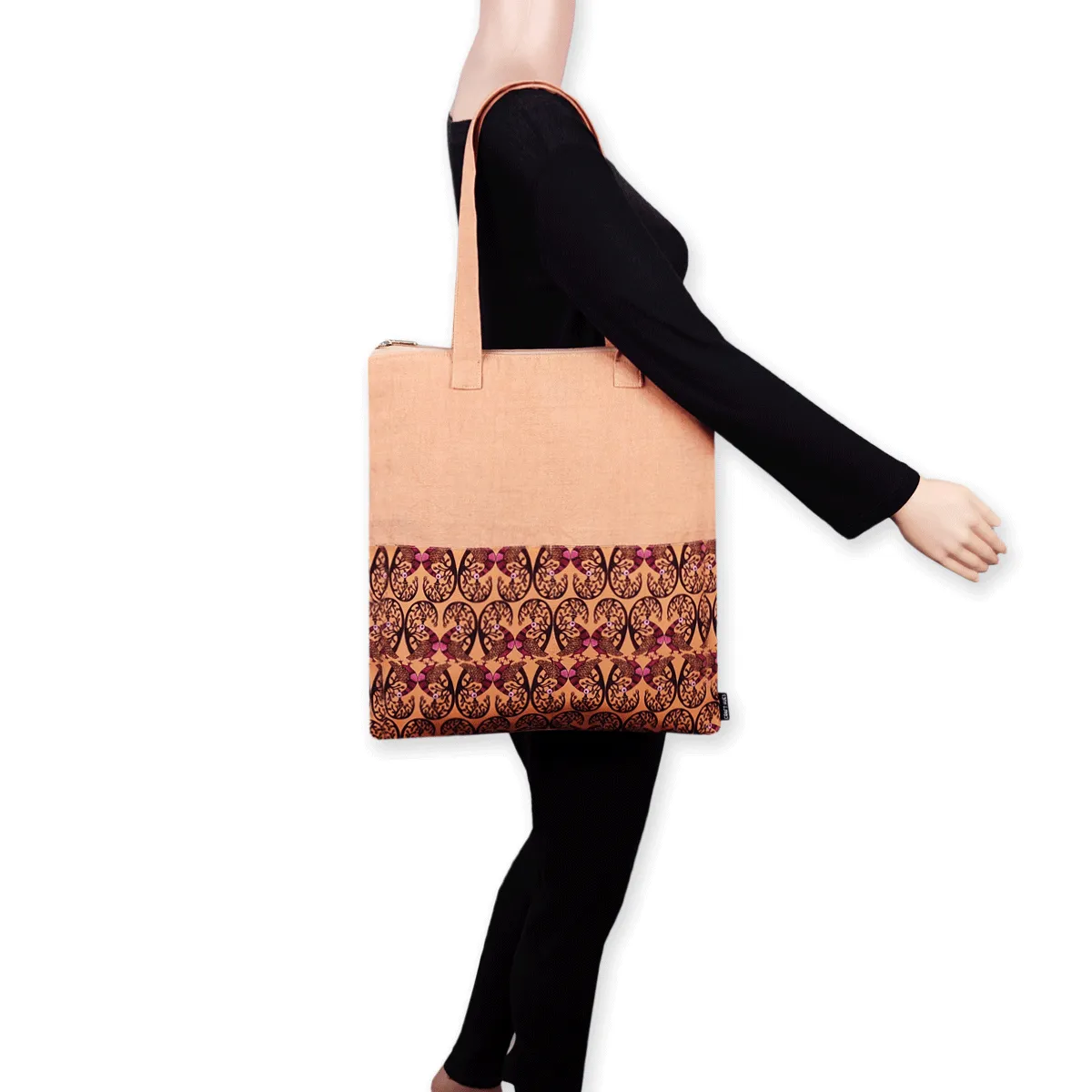 Gond Tote Bag- Peach Peacock
