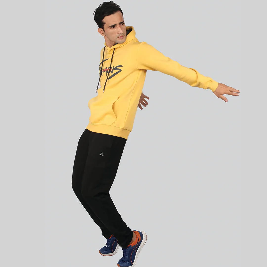 Graphic Print Hoodie SweatShirt - Ocher