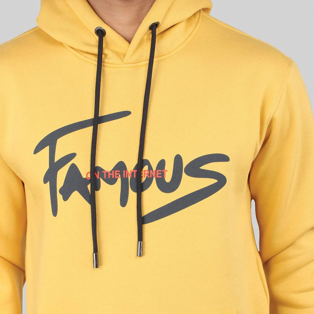 Graphic Print Hoodie SweatShirt - Ocher